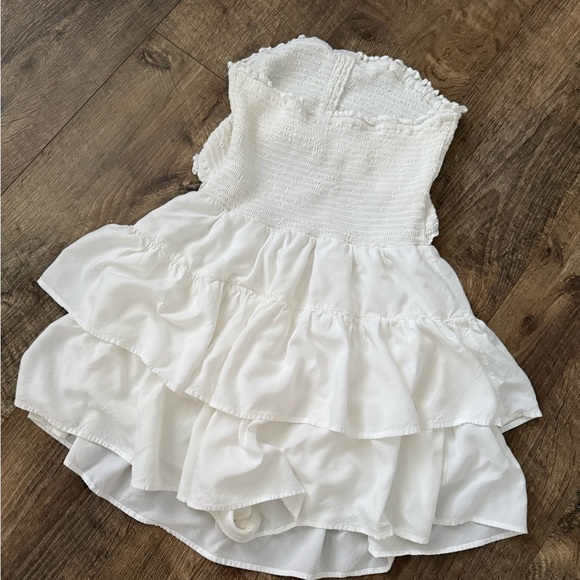 White Strapless Ruffle Mini Dress - Picture 2 of 3